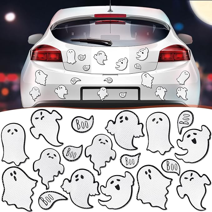 Chinco 18 Pcs Halloween Ghost Car Magnets Reflective Ghost Boo Refrigerator by Chinco