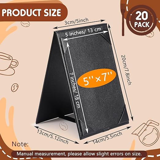 Gerrii Leatherette Table Tents Black PU Leather Menu Covers Bulk Double Sided - Image 2