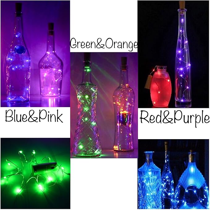 12 Pack 20 LED Wine Bottle Cork Lights, Fairy Mini String Lights Copper Wire - Image 3