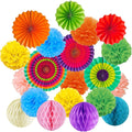 Hanging Paper Fans Tissue Paper Pom Poms Flower and Honeycomb Balls by Recosis