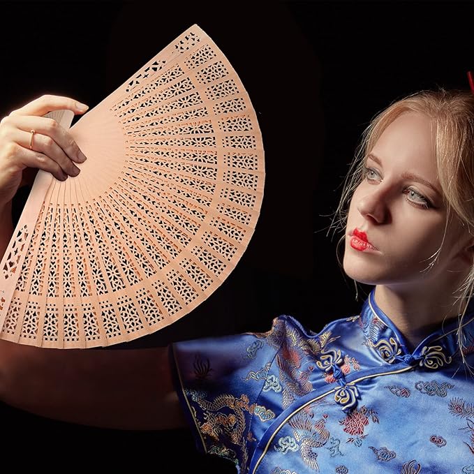 Qunclay 60Pcs Wooden Hand Fans Folding Wedding Fans - Image 5