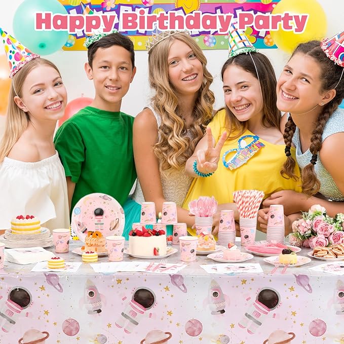452 Pcs Pink Space Birthday Decorations - Image 6