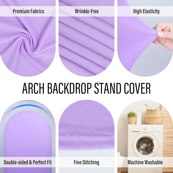 LEBENGURU Upgraded 6FT Wedding Arch Cover, Round Top Chiara Stand Covers - Image 3