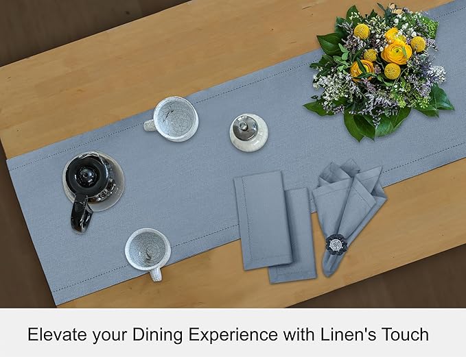 Ruvanti Linen Table Runner 120 Inches, Classic Hemstitch, Non-Slipping - Image 7