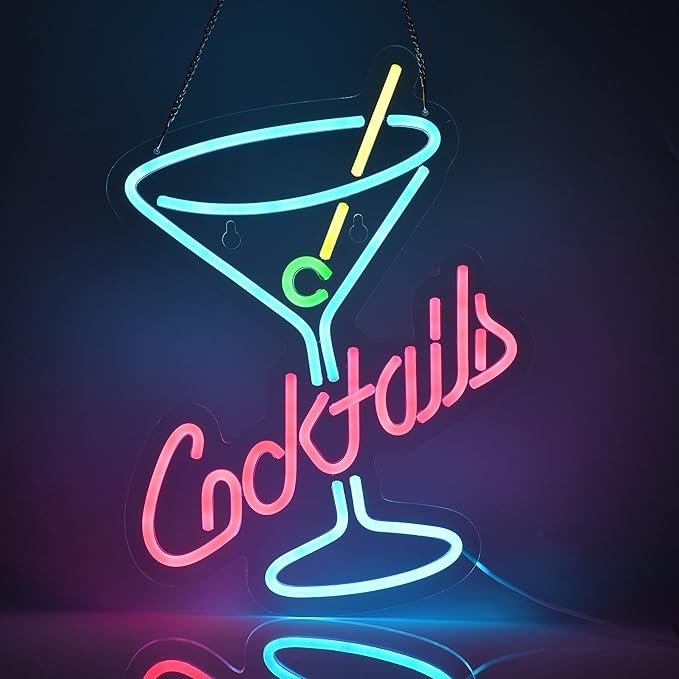 Cocktails Neon Sign for Wall Decor Man Cave Bar Home Art Neon Light LED Neon by ZODZ