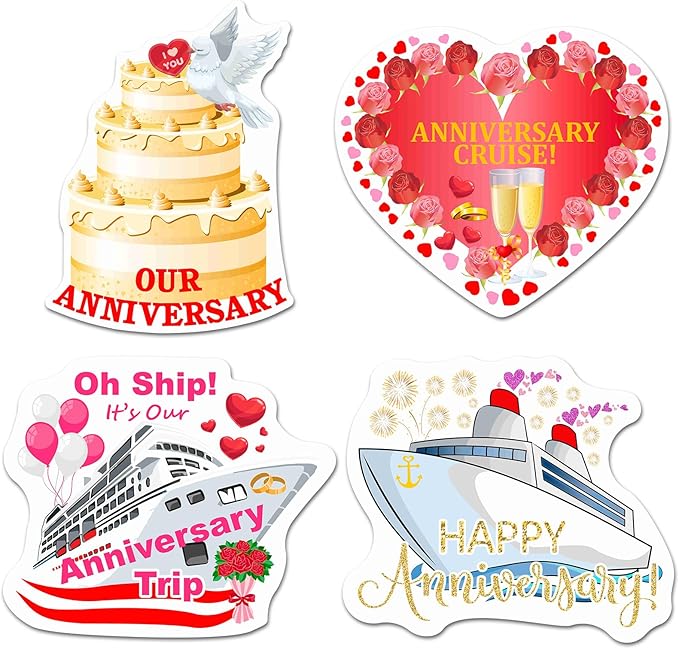 Hoteam 4 Pcs Anniversary Cruise Door Decorations Magnetic Large Happy by Hoteam