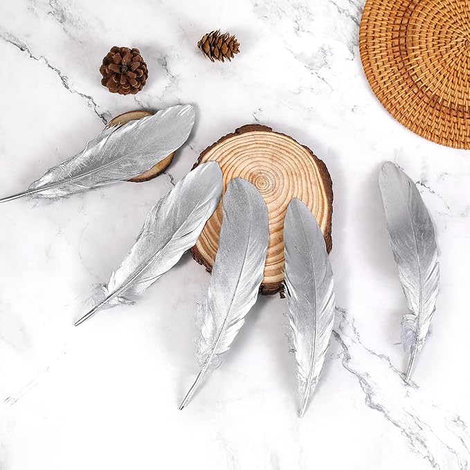 Larryhot Silver Goose Feathers for Crafts - Image 4