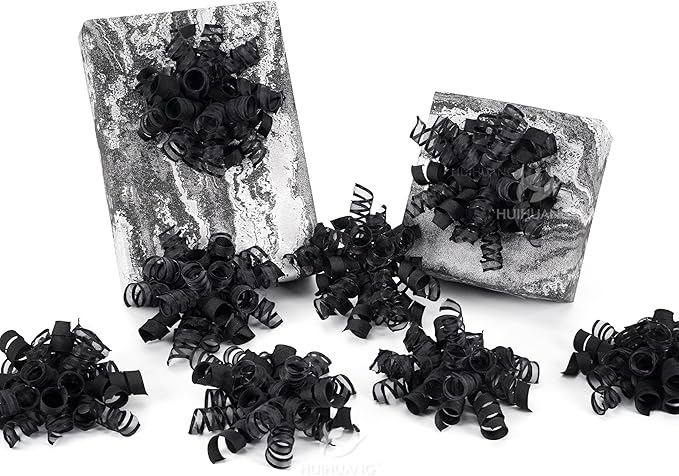 HUIHUANG Black Bows for Gift Wrapping Curly Gift Bow 5 inch x 8 Counts by HUIHUANG