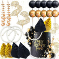 Boho Cake Topper Black Gold Balls Cake Topper Gold Leaves Cake Decoration Prom by RoaringGoodTime