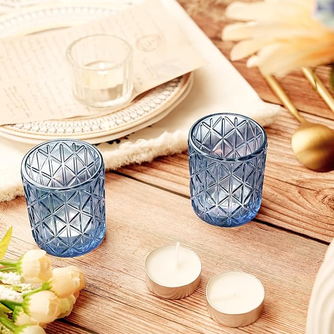 24pcs Blue Votive Candle Holders, Glass Votives Candle Holder in Bulk - Image 4