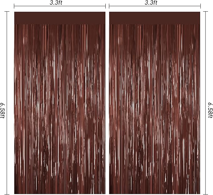Coffee Brown Metallic Tinsel Backdrop Foil Fringe Curtains 2Packs Door - Image 2
