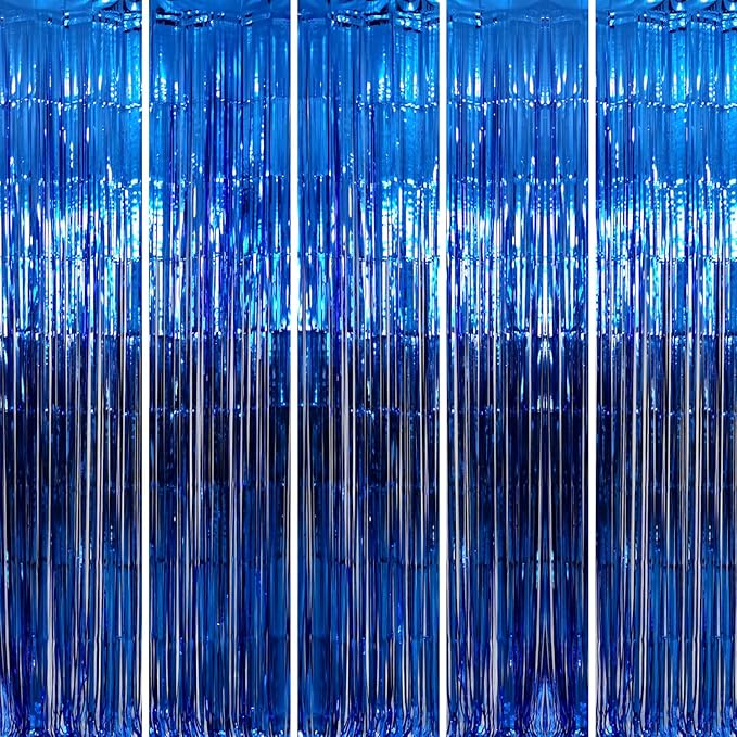 GOER 3.2 ft x 9.8 ft Metallic Tinsel Foil Fringe Curtains Party Photo Backdrop by GOER