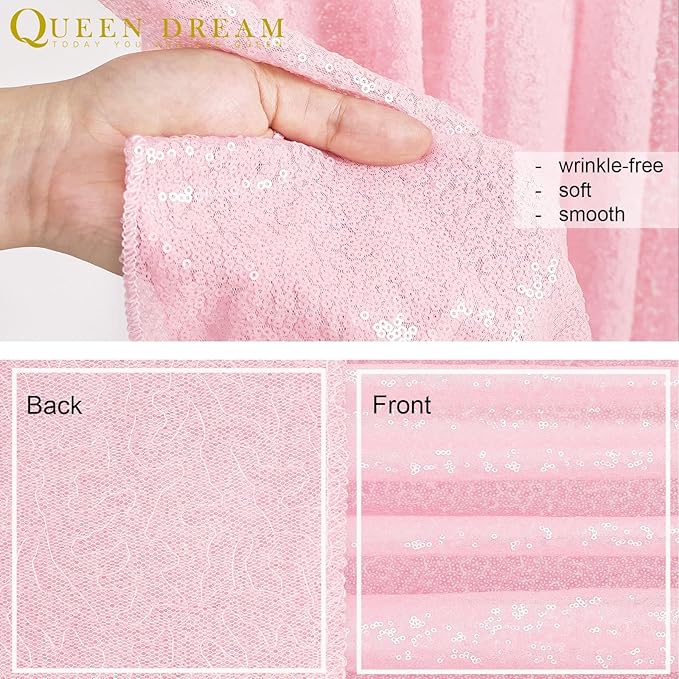 Pink Sequin Backdrop Curtain 8ft x 8ft Baby Shower Backdrop Drapes - Image 7