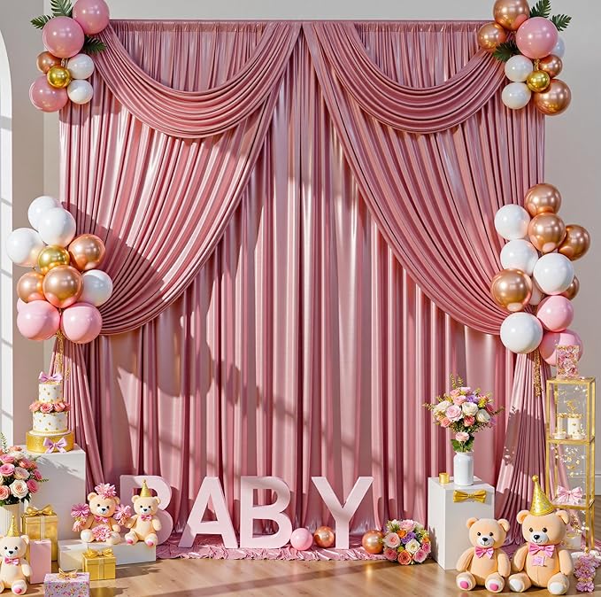 10ftx10ft Rose Gold Sequin Backdrop Curtain - Image 3