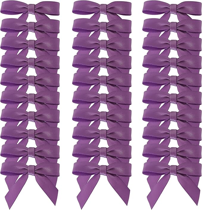 50pcs 1-1/2" Purple Satin Ribbon Bows Without Twist Ties Mini Ribbon Bows - Image 2