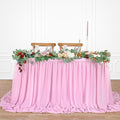 QueenDream Pink Sheer Table Skirts 14ft Chiffon Tablecloth by QueenDream