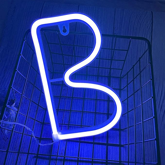 ENUOLI LED Blue Neon Letter Signs Night Light Battery or USB Operated LED - Image 2