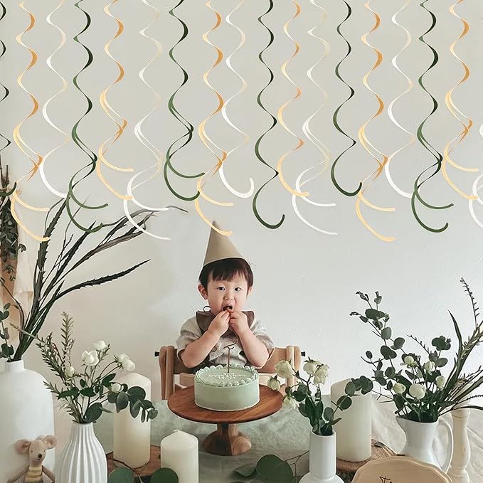 36Pcs Sage Green Hanging Swirl Decoration Olive Green Tan Brown Cream Neutral - Image 7