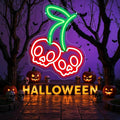 Halloween Cherry Skull Neon Sign, Gothic Neon Sign, Halloween Skull Lover Gifts by Mingxigo