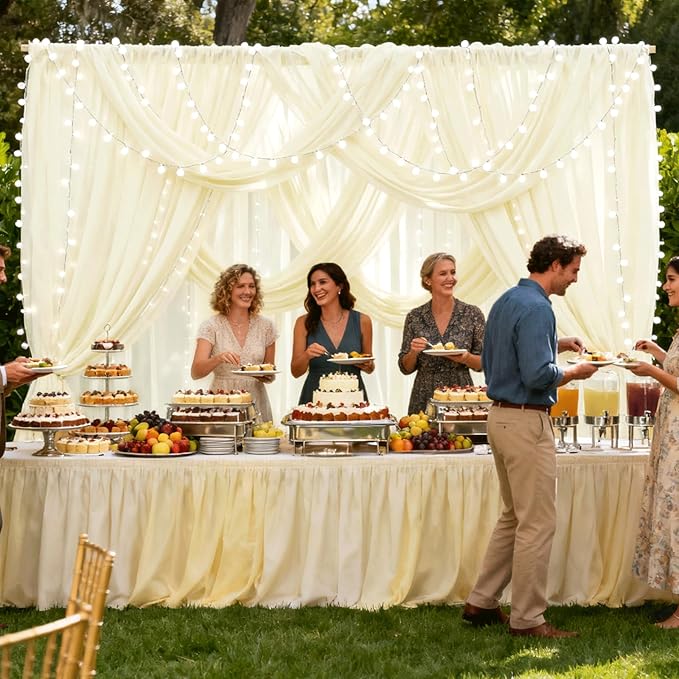 Wedding Arch Draping Fabric 29" x 18 FT Light Yellow Sheer Chiffon Outdoor - Image 7