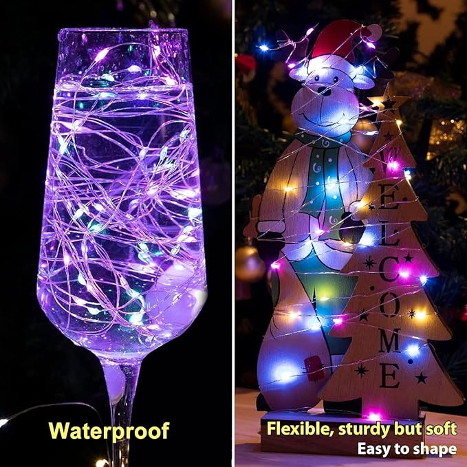 HXWEIYE 6 Pack Multicolor Fairy Lights Battery Operated, 7ft 20LED Mini Fairy - Image 3