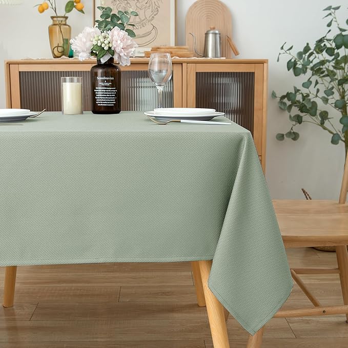 Biscaynebay Tablecloth for Rectangle Tables-60x108 Inch Sage Outdoor Picnic - Image 3