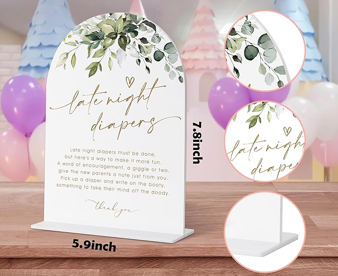 Late Night Diapers Sign, Dirty Diaper Game, Neutral Baby Shower Decorations - Image 2