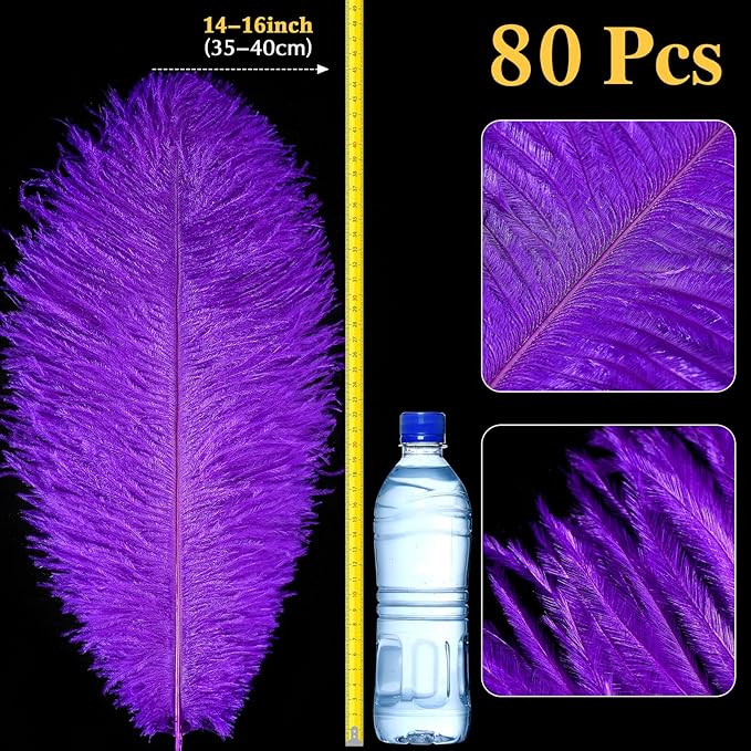 80 Pcs Large Natural Ostrich Feathers Plumes 14-16 Inch Bulk - Image 2