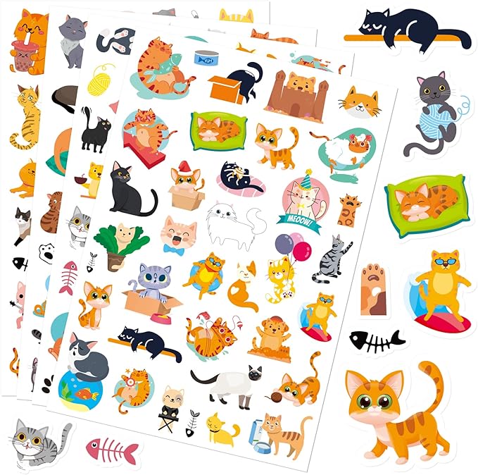 Cute Cat Stickers Kitty Decal Sticker 685 Counts Party Gifts Goodie Bags Decor by MoShining