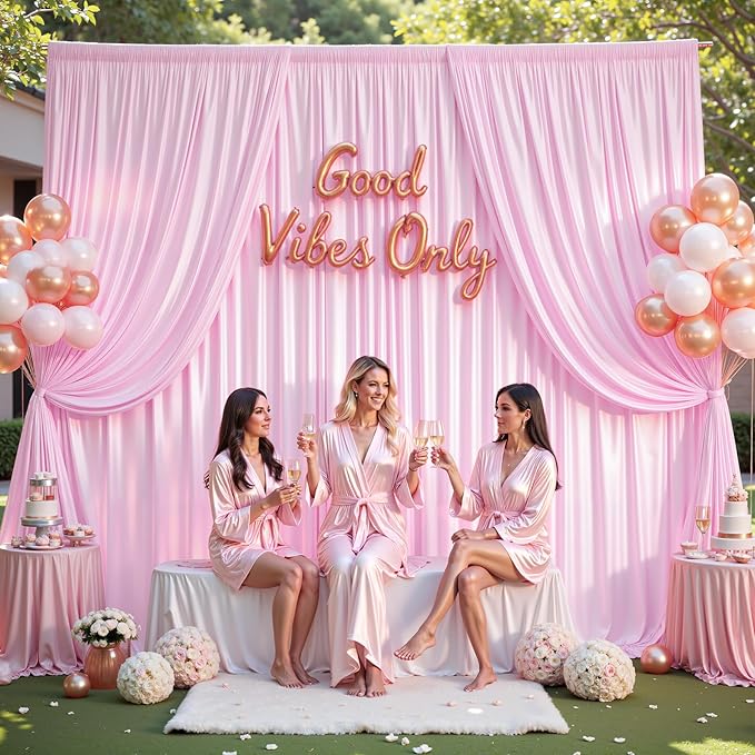 10x10 ft Pink Glitter Backdrop Curtain or Parties, Wrinkle Free Glitter Photo - Image 5