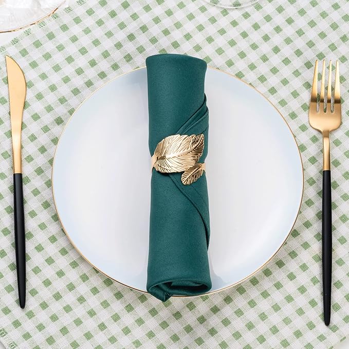 Gold Leaf Napkin Rings Set of 8, Metal Material - Image 3