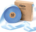 Baby Blue Satin Ribbon 1-1/2 Inch x 50 Yards Double-Faced Ribbons by Keypan