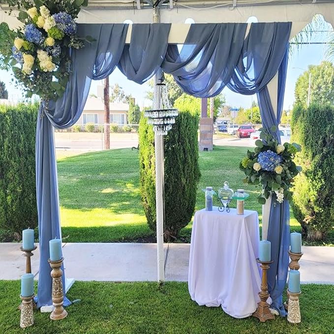 20Ft length x 28" width 2 Panels Wedding Arch Draping Fabric Dusty Blue Arch - Image 2