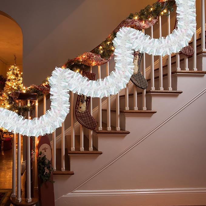 72 Feet Christmas Tinsel Garland Shiny Metallic Tinsel Twist Garland Streamers - Image 4