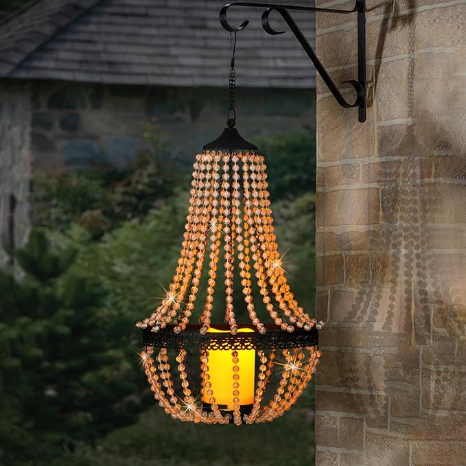 Hanging Candle Lantern, 27” Battery Operated Modern Clear Acrylic Crystal - Image 6