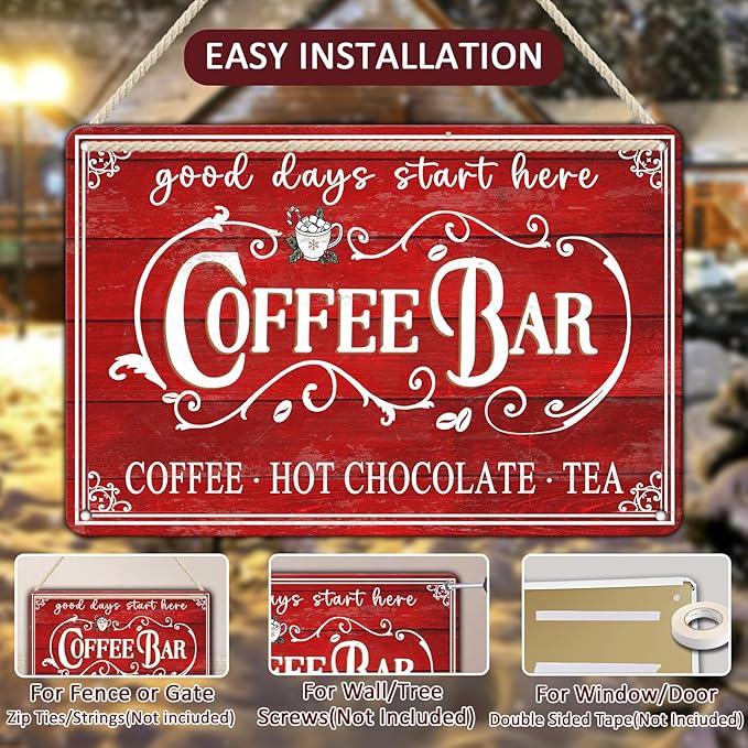 Vintage Christmas Coffee Bar Tin Sign - Image 3