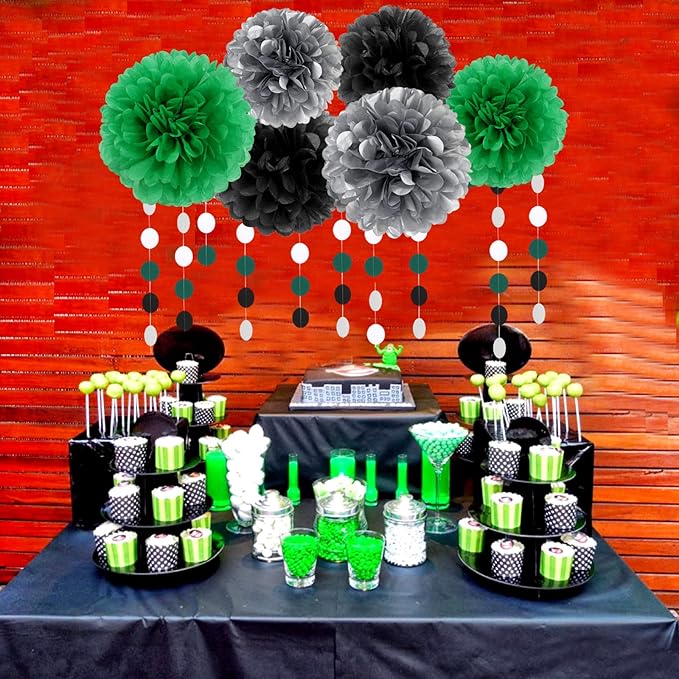 Black Green Silver Football Party-Decorations - Image 6