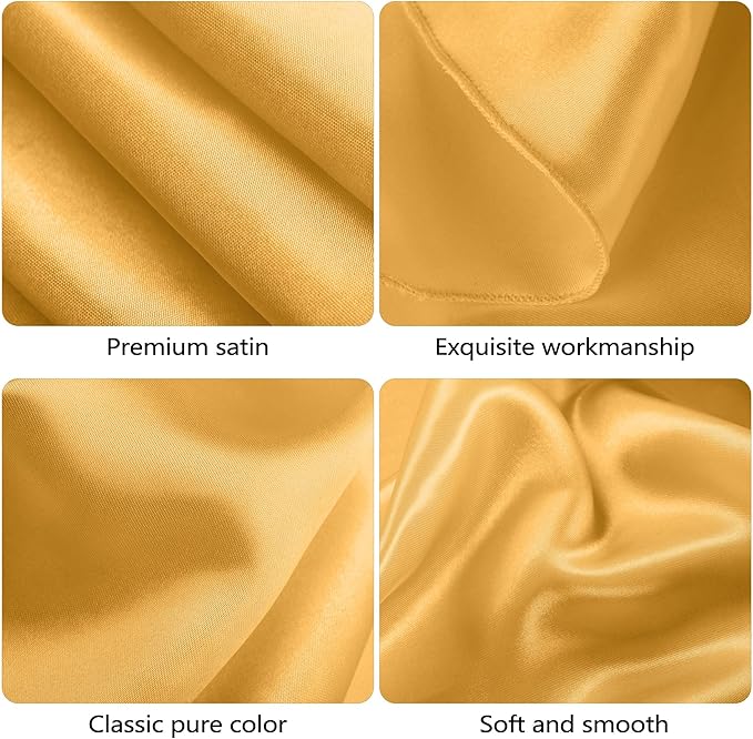 Ruisita 120 Inches Round Satin Tablecloths Gold Overlay Round Satin Table Cover - Image 3