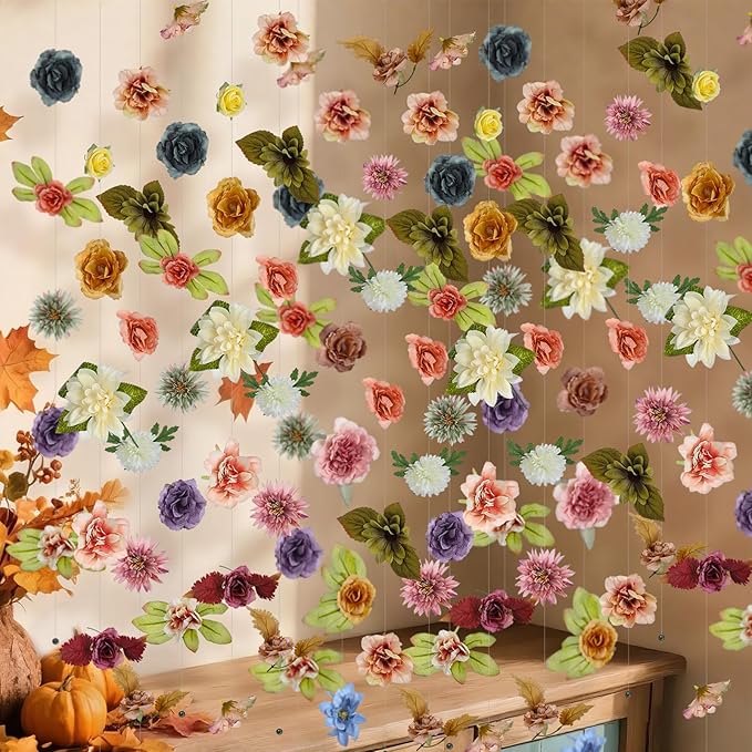 XunYee 6 Pcs 35.4 ft Flower Garlands Hanging Wildflower Backdrop Decoration by XunYee