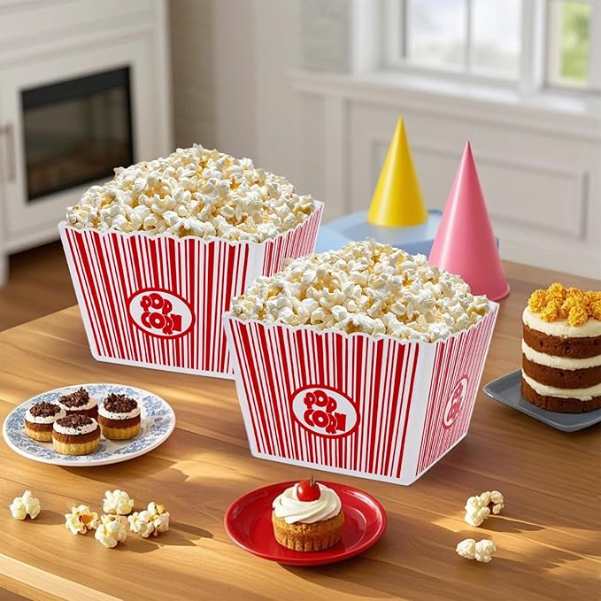 Hedume 6 Pack Popcorn Containers, Plastic Movie Theater Style Popcorn Container - Image 6