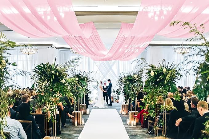 6 Panels Pink Ceiling Drapes for Wedding, 5ftx20ft Ceiling Drapes Cheesecloth - Image 8