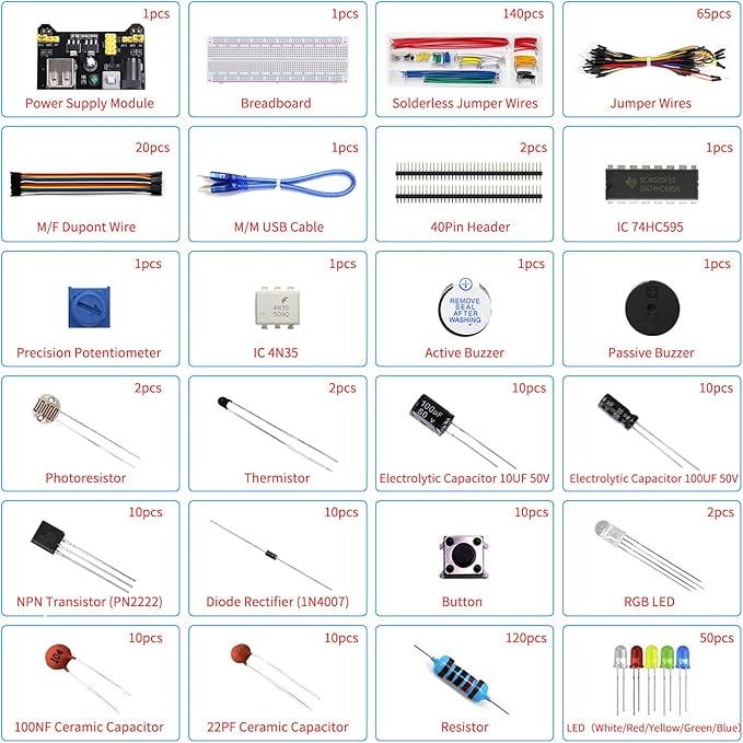 REXQualis Electronics Component Fun Kit w/Power Supply Module, Jumper Wire - Image 3