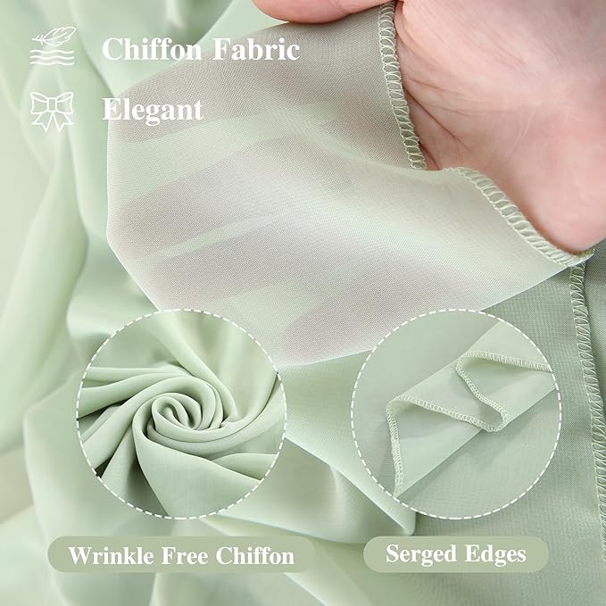 Wedding Arch Draping Fabric, 2 Panels 19FT Sage Green Arch Drapes Chiffon - Image 2