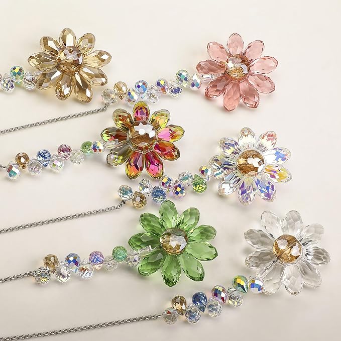 HDCRYSTALGIFTS 6PCS Crystal Sunflower Suncatchers Hanging Ornaments, Crystal - Image 2