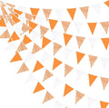 32Ft Orange Party Decorations Orange Buffalo Plaid Checkered White Triangle by pinkblume