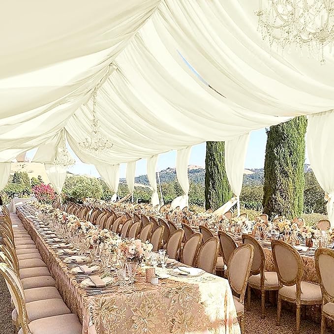 fani 6 Panels Ivory Wedding Ceiling Drapes 5ftx30ft Ceiling Drapes Chiffon by fani