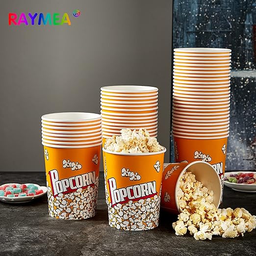RAYMEA Popcorn Buckets Disposable 32oz Retro Style Paper 25 Pack Leak Proof - Image 7