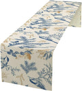 Floral Table Runner, Sketch Birds and Flowers Summer Table Runner Kitchen by Unknown