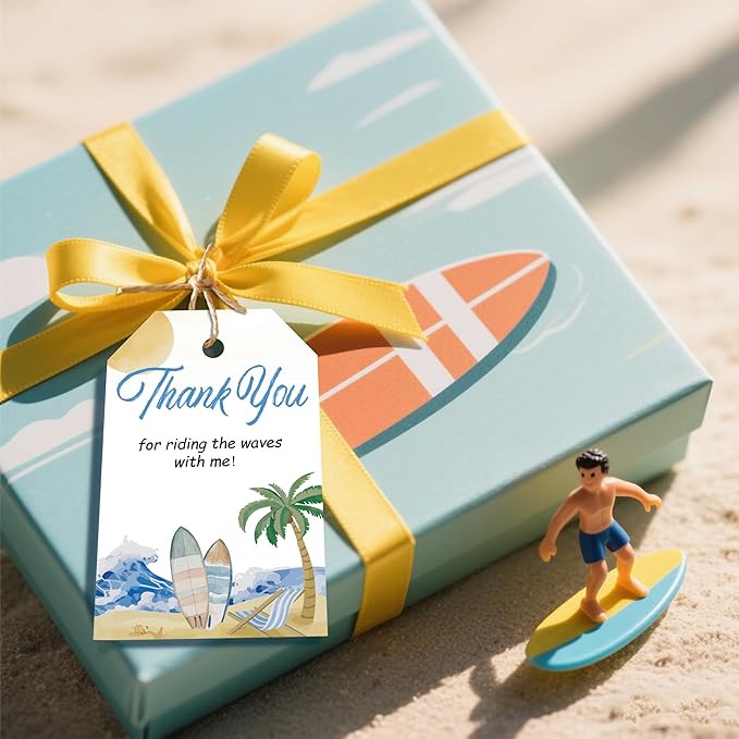 50pcs Surfing Thank You Tags, The Big One Surf Up Favor Tags - Image 4