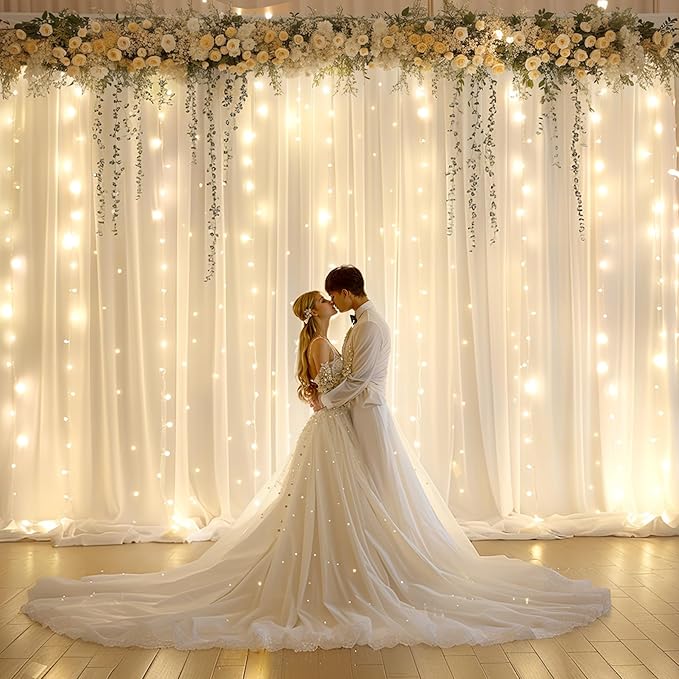 10x10ft Ivory Chiffon Backdrop Curtain by Shillance